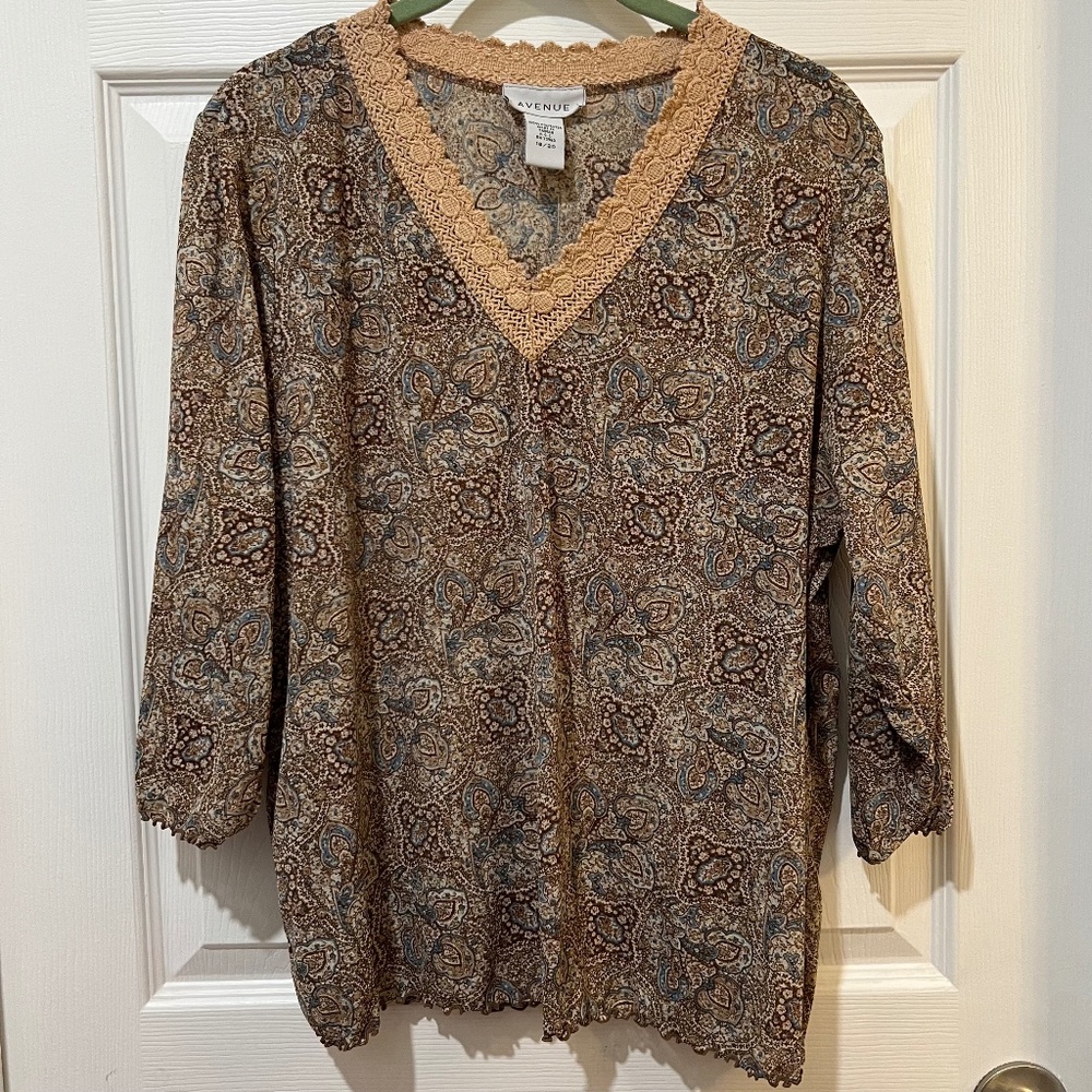 AVENUE BROWN SHEER TOP